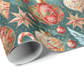 Ornamenten vakantiepatroon cadeaupapier (Rol Hoek)