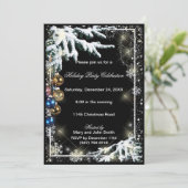 Ornamenten Winter Pine Kerstparty uitnodiging (Staand voorkant)