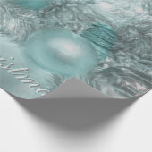 Ornaments Merry Kerstmis Blauwgroen Green Tree Hol Cadeaupapier (Hoek)