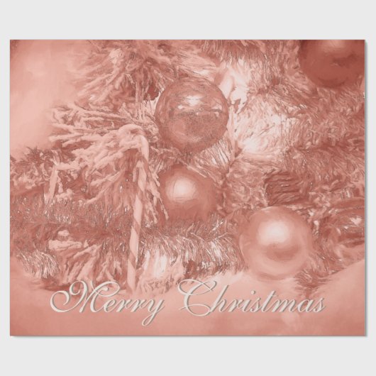 Ornaments Merry Kersttree Roos Gold Holiday Cadeaupapier (Vlak)