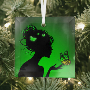 Ornance De groene vlindervrouw Glas Ornament