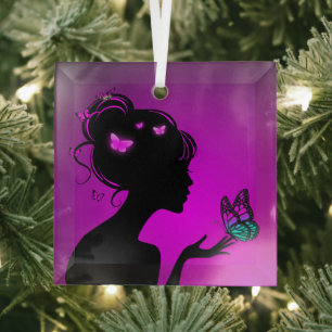 Ornance De Violette Vlindervrouw Glas Ornament