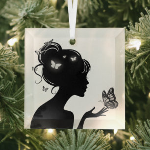 Ornance De Witte Vlindervrouw Glas Ornament