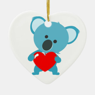 Ornance Koala Patroonhart en zijn rode hart Keramisch Ornament