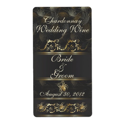 Ornat Araignées d'or Mariage Étiquette de vin (Devant)
