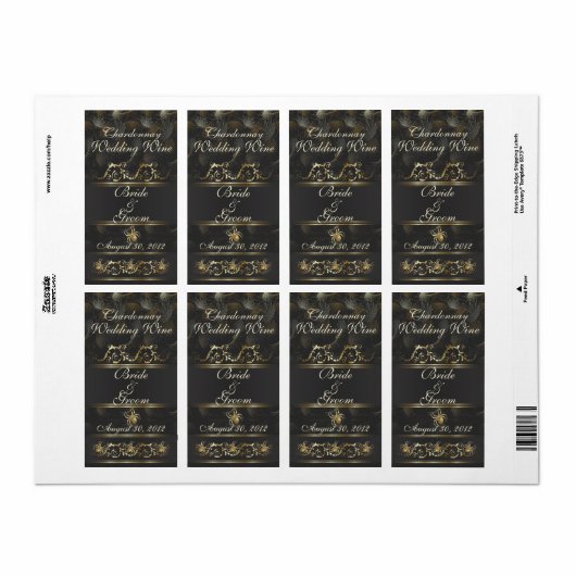 Ornat Araignées d'or Mariage Étiquette de vin (Feuille entière)