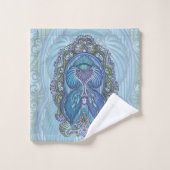 Ornat bleu et design Mandala Turquoise (Gant de toilette)