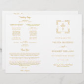 Ornat Gold Cross Catholique Mariage Mass Programme (Devant / Derrière)