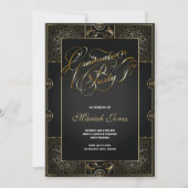 Ornat Noir/Or Art Déco GRADUATION Invitation (Devant)