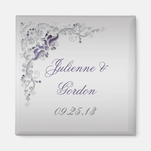 Ornat Purple Silver Flore Font Favoris Aimant (Devant)