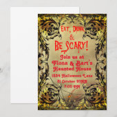 Ornat Vieux cadre Or Halloween Invitation de la fê (Devant / Derrière)