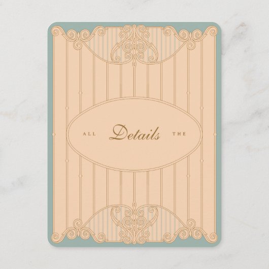 Ornate Art Nouveau Wedding Details Card Informatiekaartje (Achterkant)