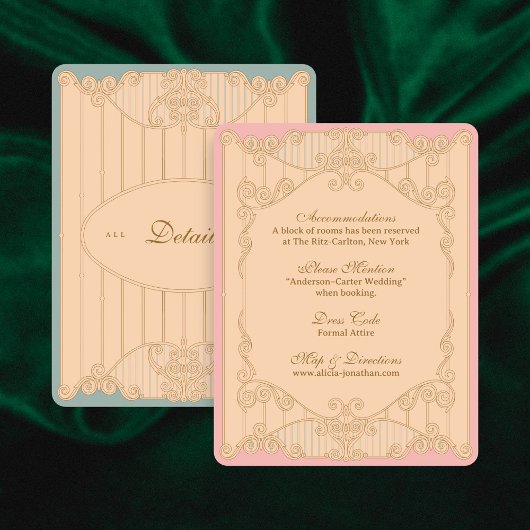 Ornate Art Nouveau Wedding Details Card Informatiekaartje