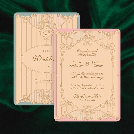 Ornate Art Nouveau Wedding Invitation Kaart