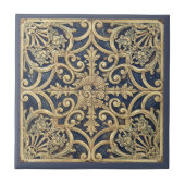 Ornate Baroque Pattern Pat#2 Blue Gold ID1195 Tegeltje (Voorkant)