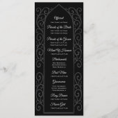 Ornate black and white Gothic Wedding Program Menu (Achterkant)
