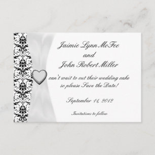 Ornate Black White Damask Enregistrer les cartes d