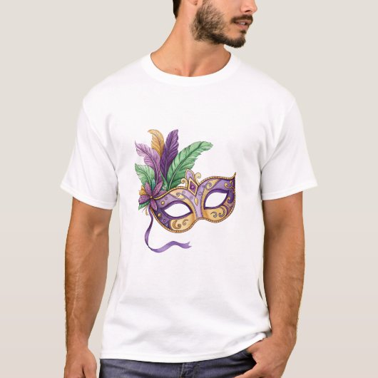 Ornate Carnival Mask with Floral Accent T-shirt (Voorkant)