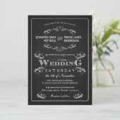 Ornate Chalkboard Vintage Wedding Invitations (Debout devant)