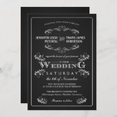 Ornate Chalkboard Vintage Wedding Invitations (Devant / Derrière)