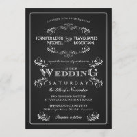 Ornate Chalkboard Vintage Wedding Invitations