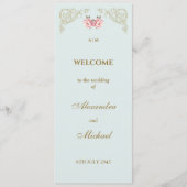 Ornate Dusty Blue Rococo Vintage Wedding Programme (Devant)