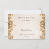 Ornate Elegant Gold Floral RSVP Response Card (Devant)