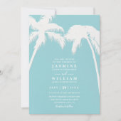 Ornate Embossed Tropical Palm QR Code Wedding Kaart (Voorkant)