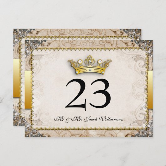 Ornate Fairytale Mariage Tableau Numéro Cartes (Devant / Derrière)