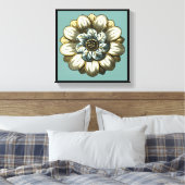 Ornate Floral Medallion on Light Blue Background Canvas Afdruk (Insitu (Slaapkamer))