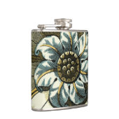 Ornate Floral Medallion on Light Blue Background Heupfles (Rechts)