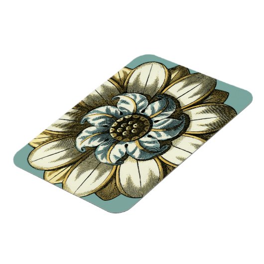 Ornate Floral Medallion on Light Blue Background Magneet (Linkerzijde)