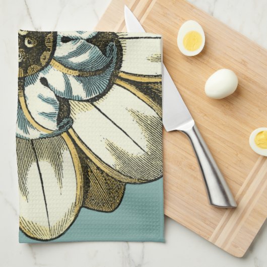 Ornate Floral Medallion on Light Blue Background Theedoek (Quarter Fold)