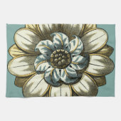 Ornate Floral Medallion on Light Blue Background Theedoek (Horizontaal)