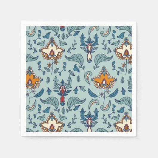 Ornate floral pattern on a pale blue background servet (Voorkant)