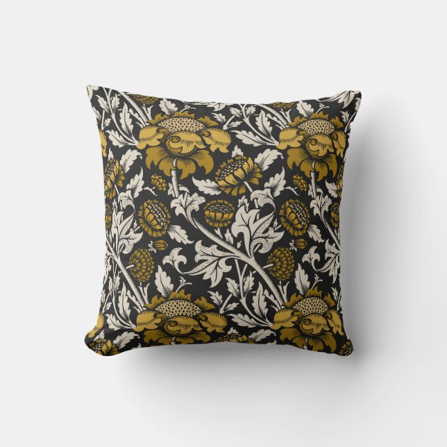 Ornate floral pattern with large gold flowers  kussen (Voorkant)