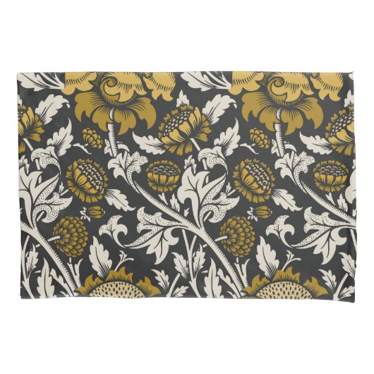 Ornate floral pattern with large gold flowers  kussensloop (Voorkant-Links)