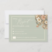 Ornate Floral Wedding Invitation RSVP Card (Voorkant)