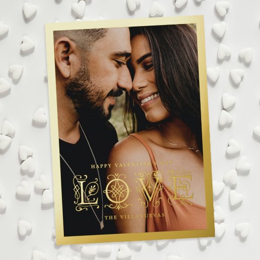 Ornate Flourish Love Foil Carte Saint Valentin