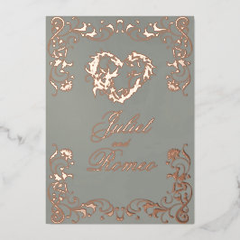 Ornate Frame & Heart - Sage Folie Uitnodiging