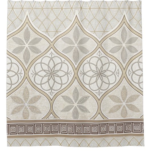 Ornate Geometric Floral Tile Pattern (2) Douchegordijn (Voorkant)