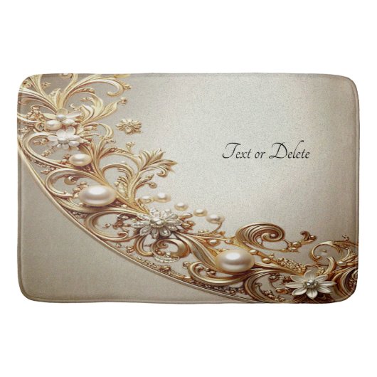 Ornate Gold Flourish Bath Mat (Voorkant)