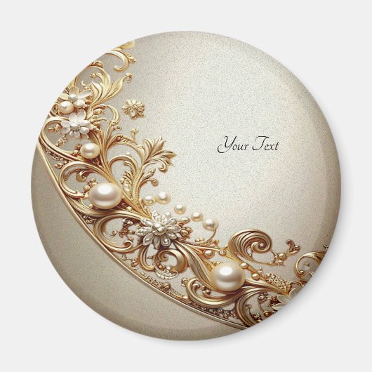 Ornate Gold Flourish Magnet Magneet (Voorkant)
