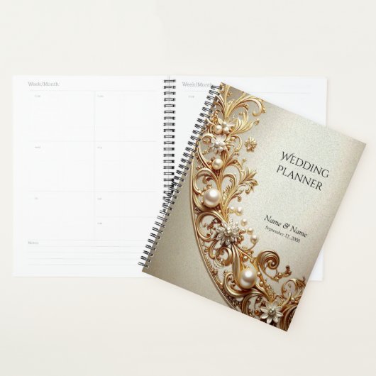 Ornate Gold Flourish Planner (Devant avec enveloppe)