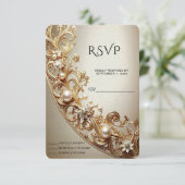 Ornate Gold Flourish RSVP Card (Debout devant)