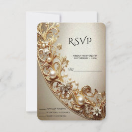 Ornate Gold Flourish RSVP Card Kaartje