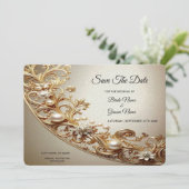Ornate Gold Flourish Save The Date (Staand voorkant)