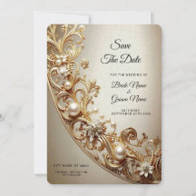 Ornate Gold Flourish Save The Date