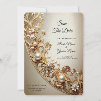 Ornate Gold Flourish Save The Date