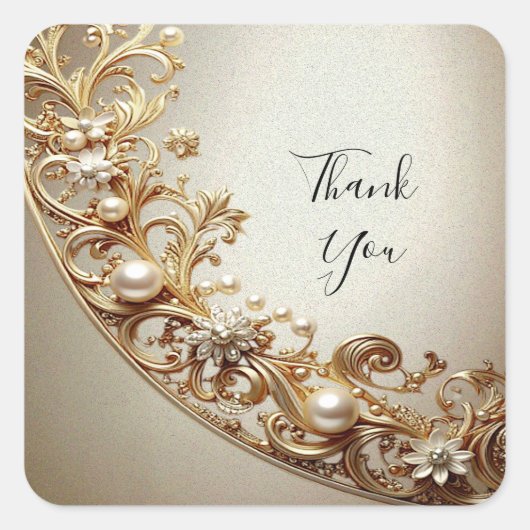 Ornate Gold Flourish Sticker (Voorkant)